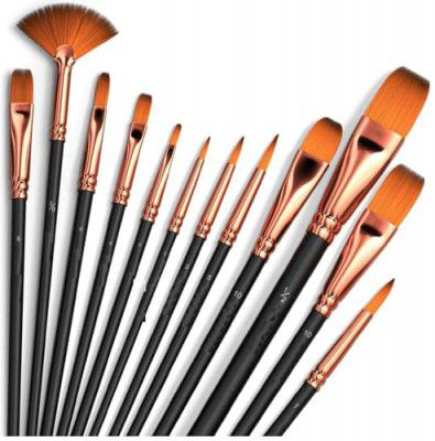 Twizzle Art brush set for artists, Painting Brushes Set of 12 Professional Round Pointed Tip Nylon Hair Artist Acrylic Paint Brush for Acrylic/Water colour/Oil Painting