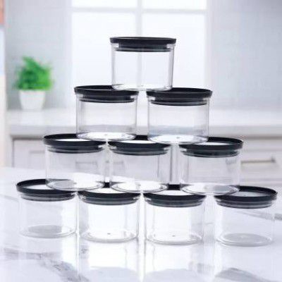 twotoms Tea, Coffee, Sugar, Food, Grain, Rice, Masala, Pasta, Pulses, Spices, Kitchen - 500 ml Plastic Grocery Container  (Pack of 6, Black)
