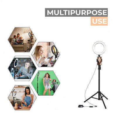 Tygot 10 Portable LED Ring Light with 3 Color Modes Dimmable Lighting