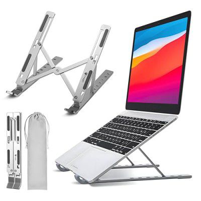 Tygot 6 Angles Adjustable Portable Tabletop Laptop Stand Holder Compatible (Grey)