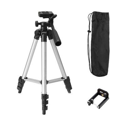 Tygot Adjustable Aluminium Alloy Tripod Stand Holder for Mobile Phones & Camera, 360 mm -1060 mm (42 Inch), 1/4 inch Screw + Mobile Holder Bracket