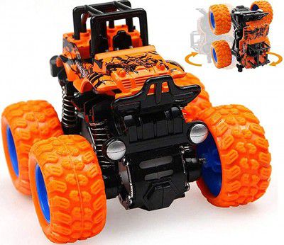 Tzoo Push and Go Monster Toy Trucks | Rubber Spring Shock Absorber Suspension System Pull Back Rock Crawler Monster Truck Toy for Kids (Pack 1)
