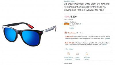 U.S Desire Outdoor Ultra Light UV 400 and Rectangular Sunglasses for Men Sports, Driving and Fashion Eyewear for Male