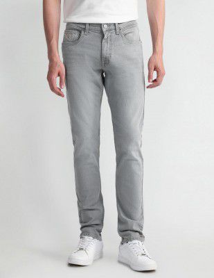 U.S. Polo Assn. Denim Co. Grey Solid Mid Rise Light Button Stretchable Cotton 1050 Men's Jeans