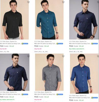 U.S. Polo Assn. Denim Co.Men Shirts Starts at ₹599