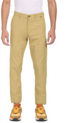 U.S. POLO ASSN. Men Regular Fit Beige Pure Cotton Trousers