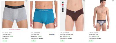U S Polo Assn Mens Briefs And Trunks Upto 82% Off