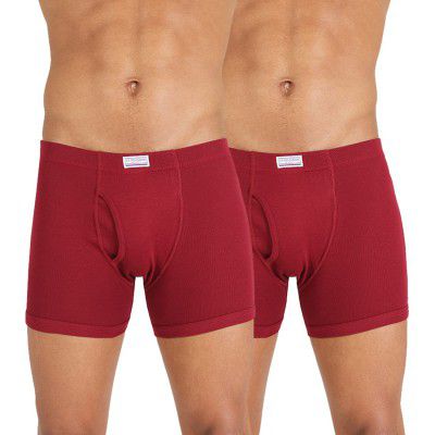 U.S. POLO ASSN. Mens Solid Cotton Mid Rise Trunks - Pack of 2