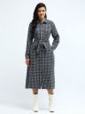 U.S. Polo Assn. Women Checked Print Shirt Midi Dress...