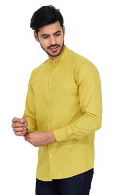 U-TURN Mens Cotton Solid Chinese Collar Shirt