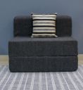 uberlyfe Sofa Cum Bed Jute Fabric Cover with 1 Cushion (Striped Black Pattern) - Dark Grey | 2.5 X 6 Feet (SCB-001730-BK_STRP-BK)...