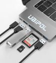 UBIPOL USB C 6 in 2 MacBook Hub & Docking Station, Multiport Type C to PD Fast Charging Port, 3 USB Ports with SD / TF Card Readers, Compatible with MacBook Pro, MacBook Air...