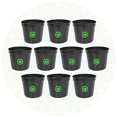 udanta Black 6 Inch Nursery Pots for Home Garden – Qty 10pcs