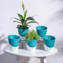UGAOO 4 Inch Atlantis Self Watering Planter - Set of 5 (Teal) | Flower Pots for Indoor Plants ...