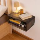 UHUD CRAFTS Floating Wooden Bedside Shelf, 2- Tier Solid Wood Shelf - Dark Burnt...
