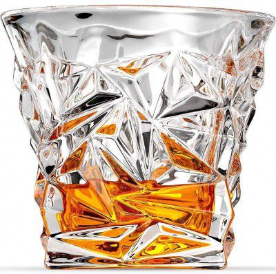 UI Intros Diamond Crystal Cut Whiskey Glasses Set of 6 pcs- 300 ml Bar Glass for Drinking Bourbon, Whisky, Scotch, Cocktails, Cognac- Old Fashioned Cocktail Tumblers