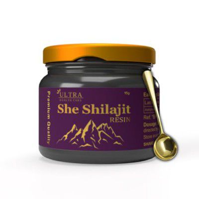 Ultra Healthcare She Shilajit Resin for Energy -15gm, Focus and Vitality - Pure Quality Himalayan Shilajit | Strength | Stamina | Power | 100% Pure and Natural | For Women