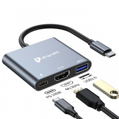 UltraProlink USB hub Smart Hub Docking Station |3 in 1 USB Type C to HDMI 4K@30Hz Adapter 