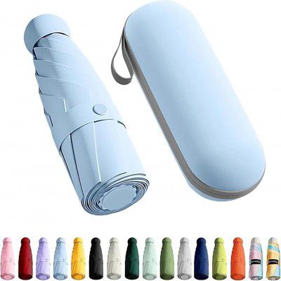 Umbrella, UV Big Size Umbrella for Sun Protection Rain Windproof Strong large 2 fold for men women kids boys girls Perfect small & stylish Windproof & Compact (Skyblue)