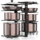 UmI. 3 Diy Methods Iron Metal Portable Pot Countertop Pan Rack Organizer 8 Pots Holder, 4-Tiers Each Side (Black)...
