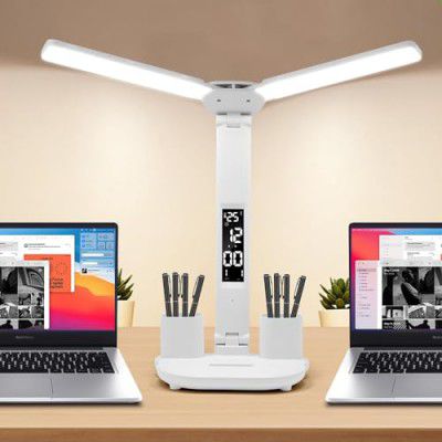 Umi Dual-Head LED Desk Lamp | Built-in Pen Holder & 1200mAh Battery

