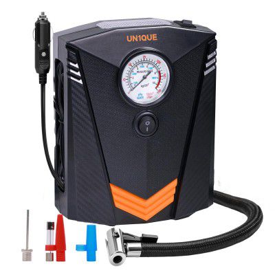 UN1QUE Tyre Inflator for Car, 150PSI Car Air Pump, 12V DC Portable Air Compressor for Tyre