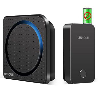 UN1QUE Wireless Door Bell for Home -1000ft Range with 38 Chimes,LED Light,4 Levels Volume (UB500 Black)