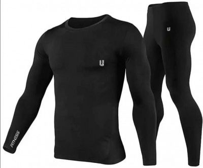 Unbeatable Polyester Spandex Mens Sports Running Set Compression Shirt + Pants Skin-Tight Long Sleeves Quick Dry Fitness Tracksuit Gym Yoga Suits