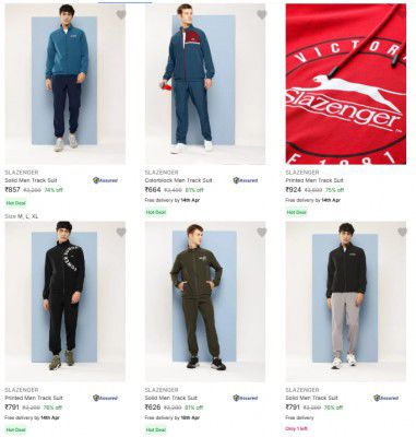 Upto 85% Off Slazenger tracksuit for men's | Start At ₹494