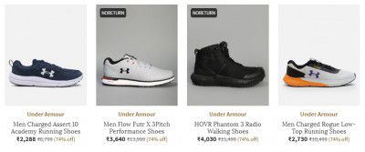 Under Armour Footwear Upto 74% Off