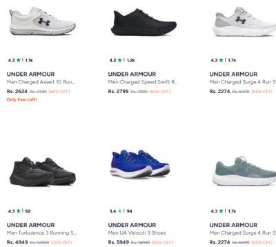 UNDER ARMOUR SHOES @ 65% OFF