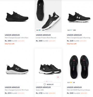 UNDER ARMOUS SHOES UPTO 65% OFF