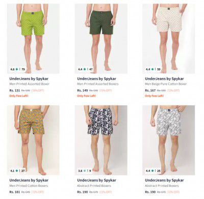 Underjeans By Spykar Boxers Start @131