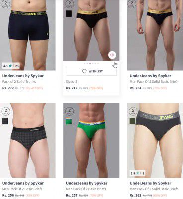 UnderJeans by Spykar Men's Trunk [ Pack Of 2 ] Starts @₹230