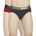 Underjeans Cotton Blend Men Premium Dark Grey & Olive Brief - Pack of 2 Regular Fit Solid...