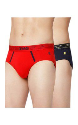 Underjeans Men's Cotton Blend Briefs (Pack of 2) (UJNPBS017E2NAVYRED)