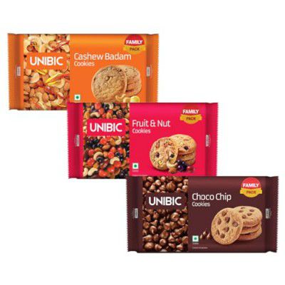 Unibic Assorted Cookies |Fruit & Nut, Cashew Badam, Chocochip | Pack of 3 | 900 gm