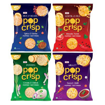 Unibic Assorted POP CRISP 160 Gm (Potato Chips, Millet Chips, Lentil And Pea Chips, Rice And Beans Chips)