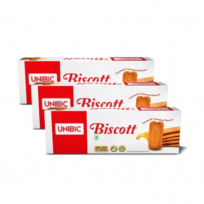 UNIBIC Foods Biscott in Caramel and Cinnamon Flavour 250g (Pack of 3)