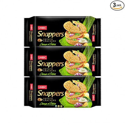 UNIBIC Snappers Potato Crackers - Cream & Onion (Pack of 3) - 900gm