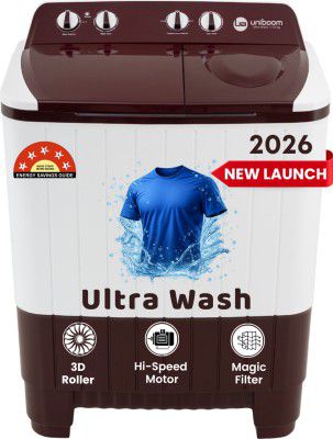 Uniboom 7.5 kg Ultra Wash | Heavy Duty Motor Semi Automatic Top Load Maroon, White (UBSA-75VR-WM)