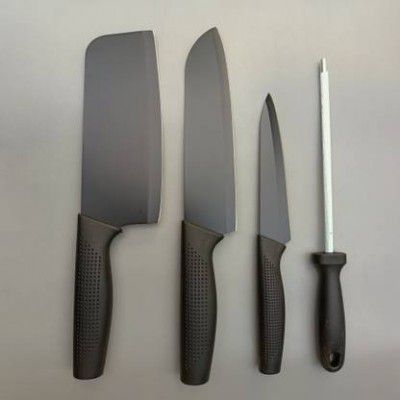 UniKart 4 Pc Stainless Steel Knife Set With Sharpener Ideal for Vegetable,Meat Cleaver Butcher Chef Chopper For Kitchen