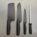 UniKart 4 Pc Stainless Steel Knife Set With Sharpener Ideal for Vegetable,Meat Cleaver Butcher Chef Chopper For Kitchen...
