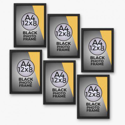 UNIQPAL Wood Wall Photo Frame (Black, 6 Photo(s), A4 SIZE PHOTO)