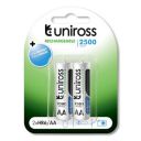 Uniross Ni-MH AA Rechargeable Battery | 2500 Series | Ultra High Power| for High Drain Devices | with Low Discharge Mechanism | 0% Mercury & Cadmium | 1.2V | Pack of 2...