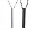 Unisex Metal Fancy & Stylish Silver 3D Vertical Bar Cuboid Stick Custom Name Locket Pendant Necklace With Chain Jewellery Set (Pack of 2)...