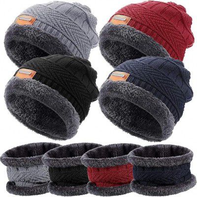 Unisex Winter Beanie Cap with Muffler – 1 Winter Set