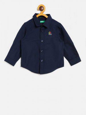 United Colors of Benetton  Baby Boys Regular Fit Solid Spread Collar Casual Shirt