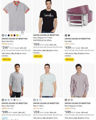 UNITED COLORS OF BENETTON Clothing Minimum 70% off
