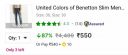 United Colors of Benetton Men Slim Mid Rise Dark Blue Jeans...